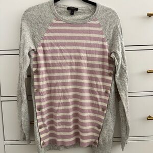 J. Crew Gray and Pink Knit Top